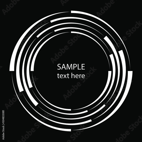 White concentric speed lines in ring form. Vector illustration. Design element for logo, sign, symbol, blackout tattoo, web pages, prints, posters, monochrome pattern and abstract background