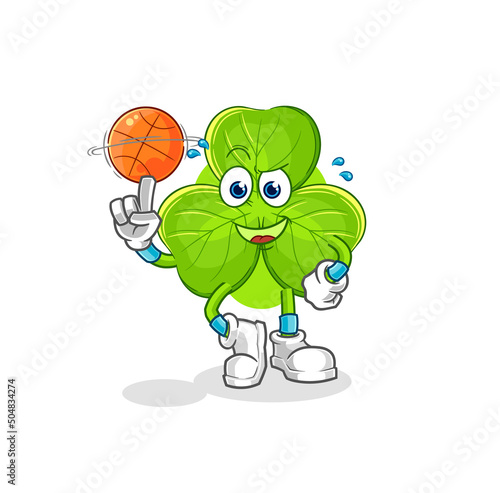 clover playing basket ball mascot. cartoon vector