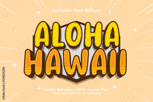 Editable Text Effect Aloha Hawaii Flat Cartoon style