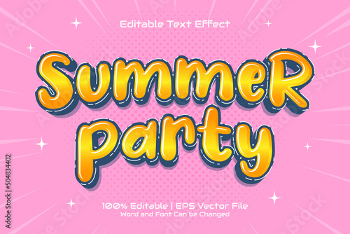 Summer Party Text Effect Editable Cartoon style