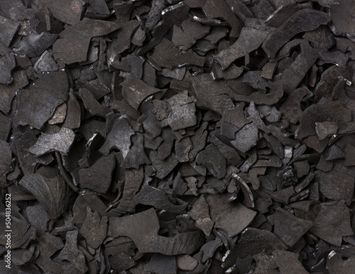 Obraz na plátne coconut shell charcoal, carbonized raw coconut shells in a limited supply of air