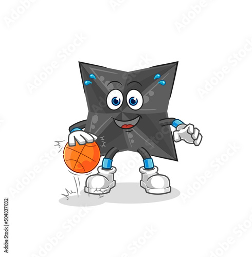 shuriken dribble basketball character. cartoon mascot vector