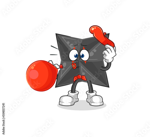 shuriken pantomime blowing balloon. cartoon mascot vector