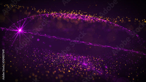 Abstract Purple Orange Shine Blurry Focus Digital Space Ellipsoid Glitter Sparkle Dust Particles And Lighting Flare Background