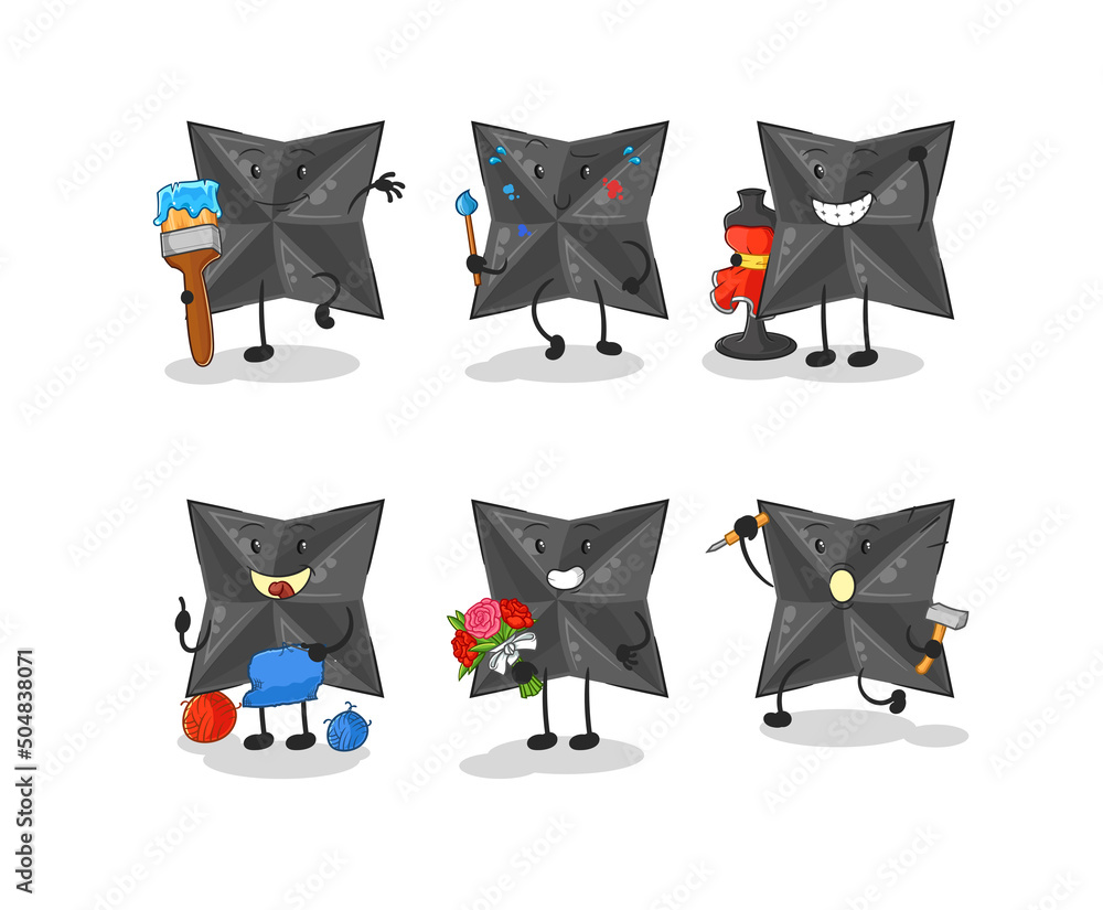 Obraz premium shuriken artist group character. cartoon mascot vector