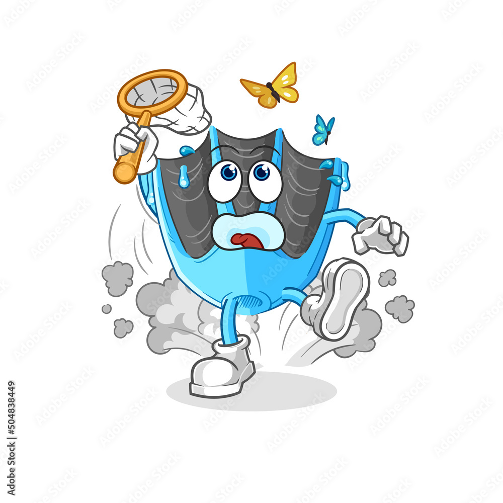 swimming fin catch butterfly illustration. character vector swimming fin catch butterfly illustration. character vector