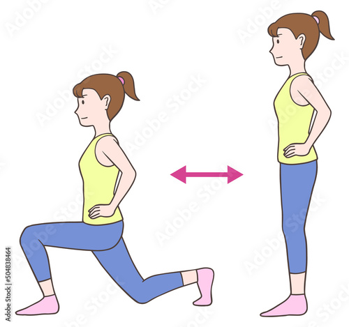 ランジで下半身の筋トレをする女性
