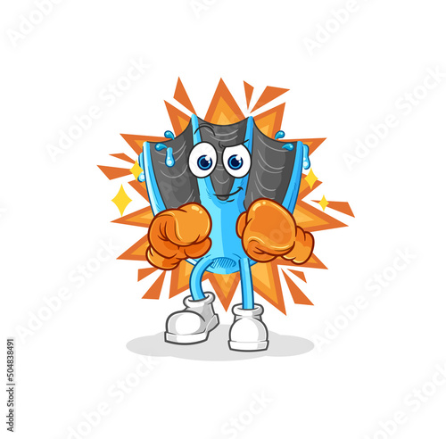 swimming fin boxer character. cartoon mascot vector