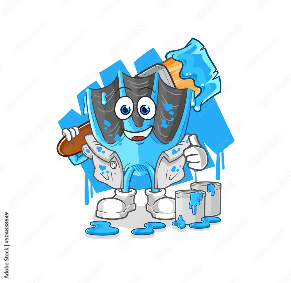 Obraz premium swimming fin painter illustration. character vector