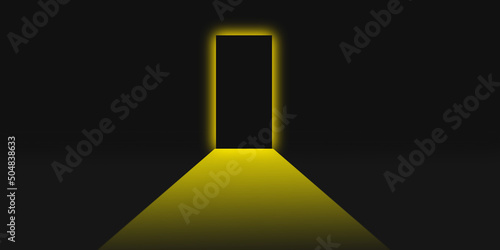 Closed Door with Glowing Light on Edges. Business  Hope Concept  © MedRocky