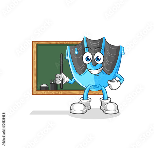 swimming fin teacher vector. cartoon character