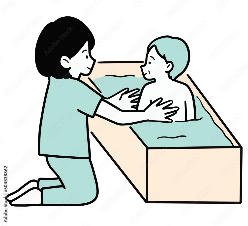 高齢者の入浴介助のイラスト素材 高齢者の入浴介助のイラスト素材