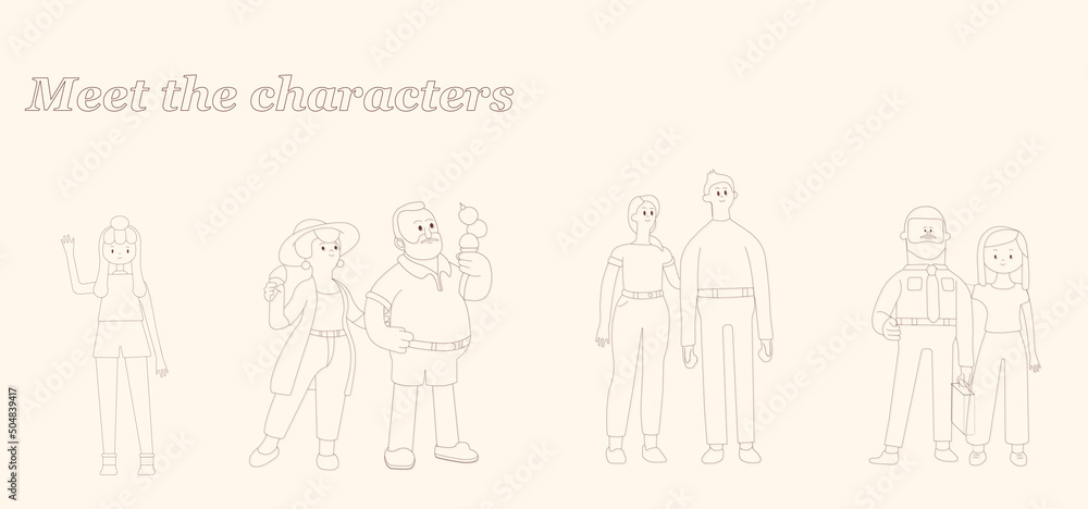 Outlines of different character designs. Outlines of different character designs.