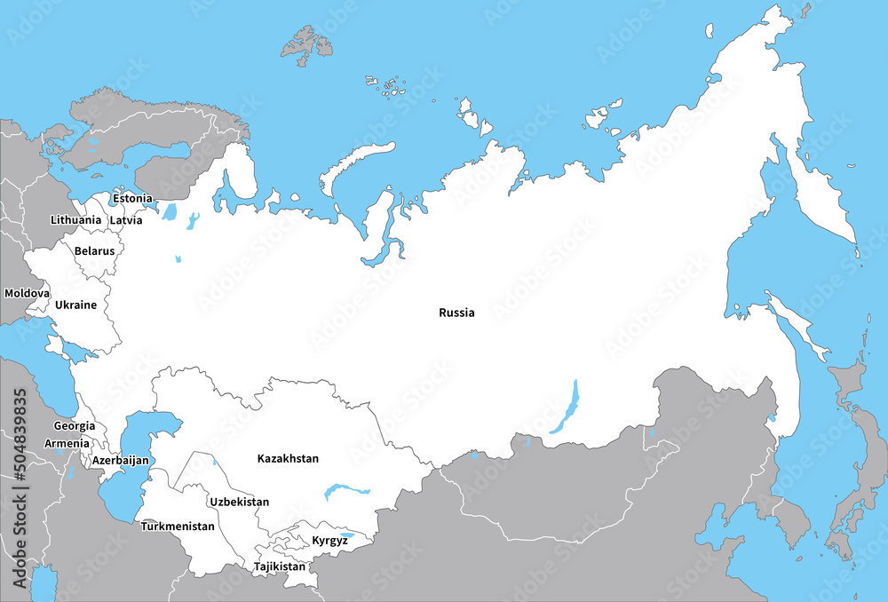 旧ソビエト連邦から独立した国々、ロシア、英語の国名