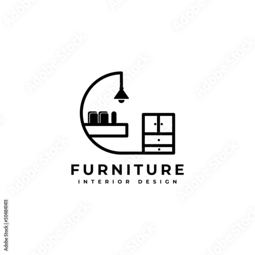 Interior room, gallery furniture logo design