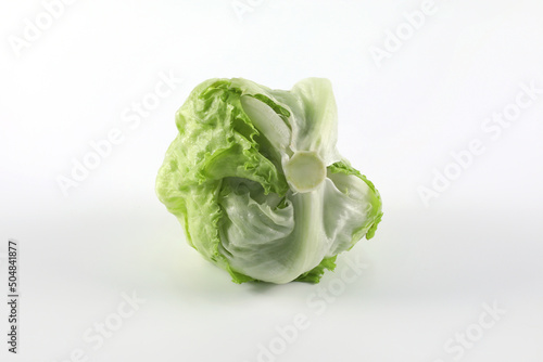 Fresh green Iceberg Lettuce on white background