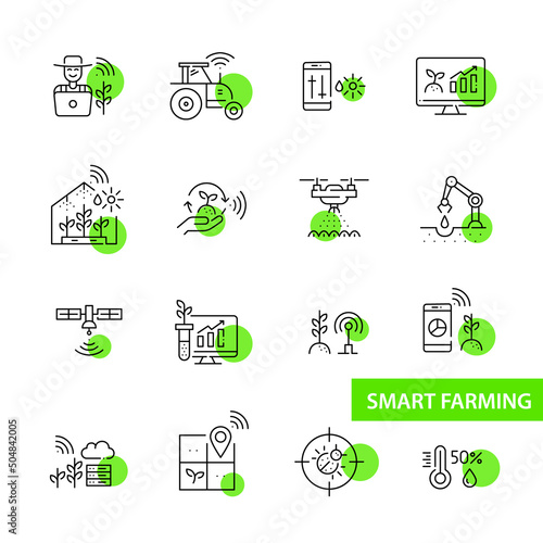 Smart farming icons set. Pixel perfect, editable stroke icons