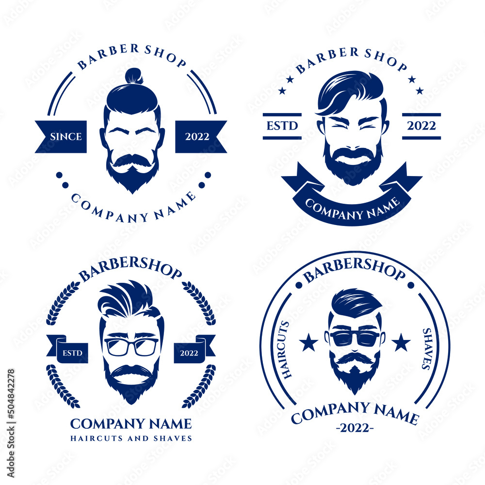 vintage barbershop label logo collection