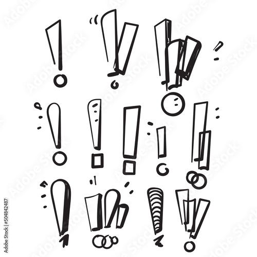 hand drawn doodle exclamation mark symbol illustration sign isolated