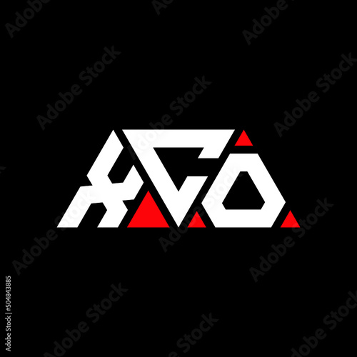 XCO triangle letter logo design with triangle shape. XCO triangle logo design monogram. XCO triangle vector logo template with red color. XCO triangular logo Simple, Elegant, and Luxurious Logo... photo