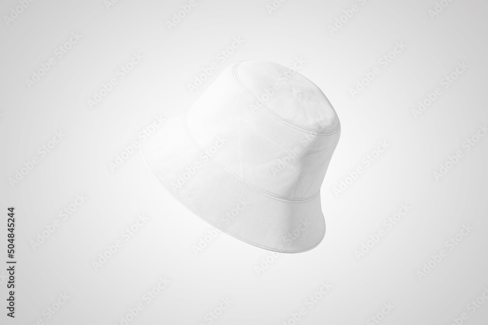 Blank white bucket hat mockup, profile view, Empty textile protection
