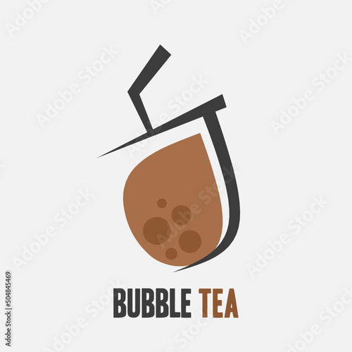 flat minimalistic bubble tea vector logo for shop identity or menu design