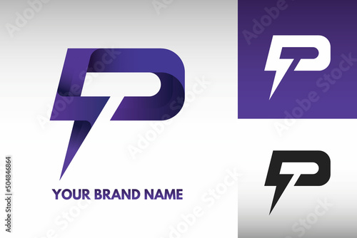 Logo Letter D monogram Electric Power thunder Lightning Style Design Vector in Gradient and monochrome color