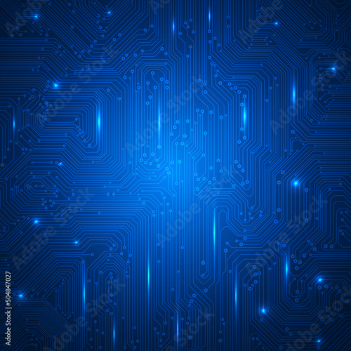 Flat blue circuit board line electronic pattern modern design vector background.