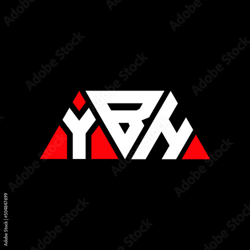 YBH triangle letter logo design with triangle shape. YBH triangle logo design monogram. YBH triangle vector logo template with red color. YBH triangular logo Simple, Elegant, and Luxurious Logo... photo