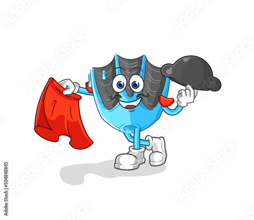 swimming fin matador with red cloth illustration. character vector