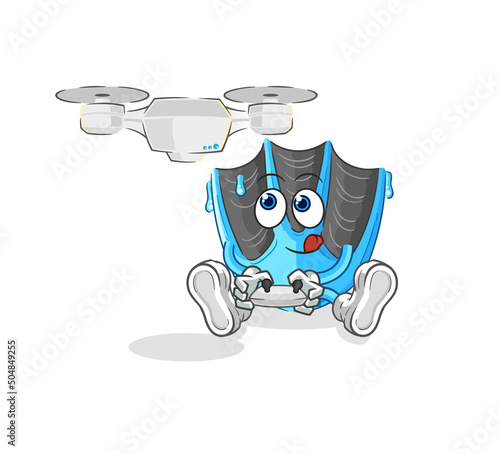 swimming fin with drone character. cartoon mascot vector