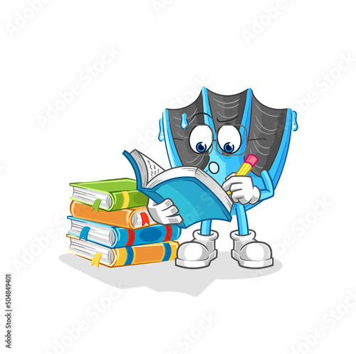 swimming fin studying mascot. cartoon vector