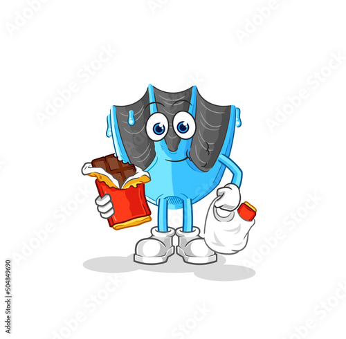 swimming fin eat chocolate mascot. cartoon vector