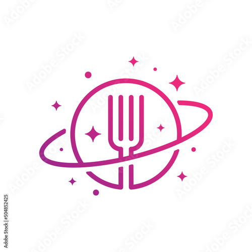 fork food planet logo design