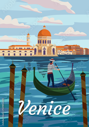Leinwand Poster Venice Italia Poster retro style