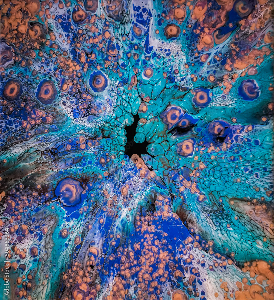 Abstract Fluid Art Painting Background. Acrylic Pour. Modern Contemporary Art. Canvas texture. Creative Liquid Acrylic Pouring Technique. Mixing Paints Wallpaper