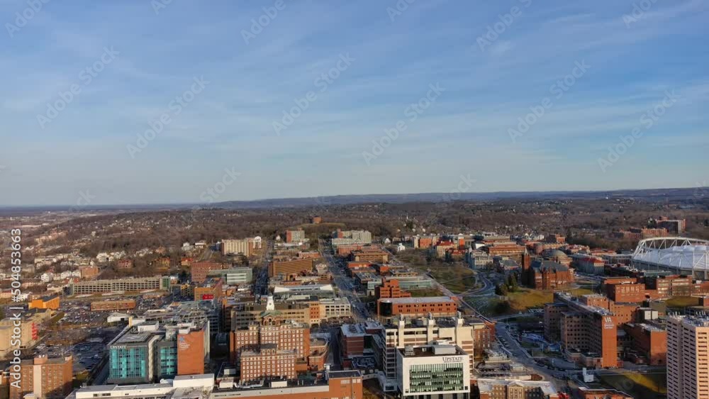 Aerial Pullback View of Syracuse University Campus - Pt. 3 Aerial Pullback View of Syracuse University Campus - Pt. 3