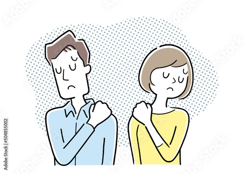 ベクターイラスト素材：肩こりに悩む男女
