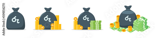Sri Lankan Rupee Money Bag Icon Set