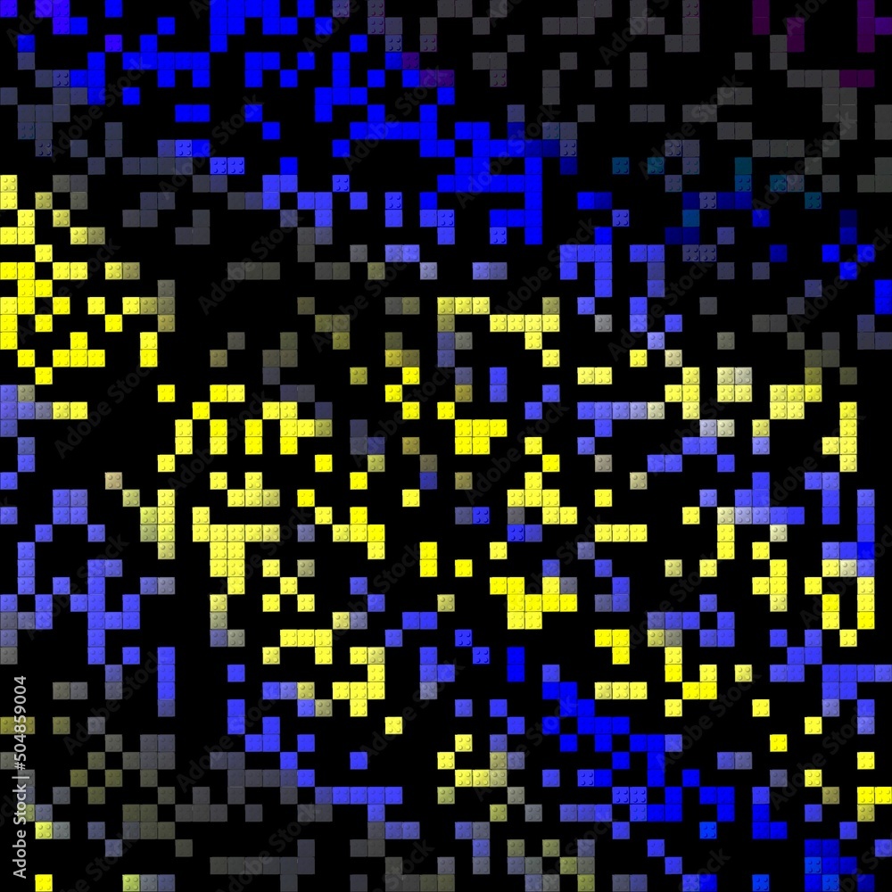 Blue yellow squares, playful abstract background with squares