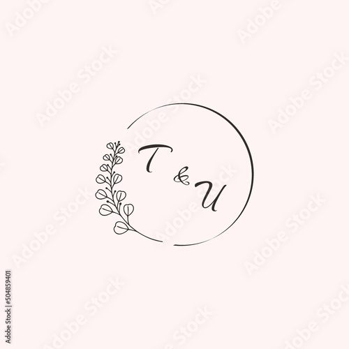 Tablou canvas UT wedding floral initial concept with high quality logo design