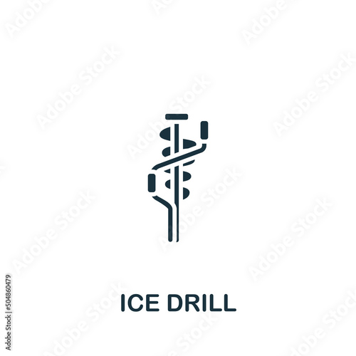 Ice Drill icon. Monochrome simple Fishing icon for templates, web design and infographics