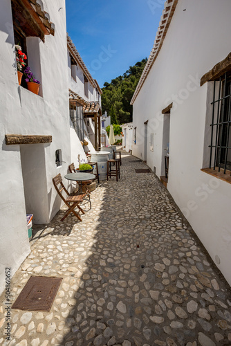The Lost Village, El Acebuchal, Frigiliana, Andalusia, Spain. Sunny spring day street view.