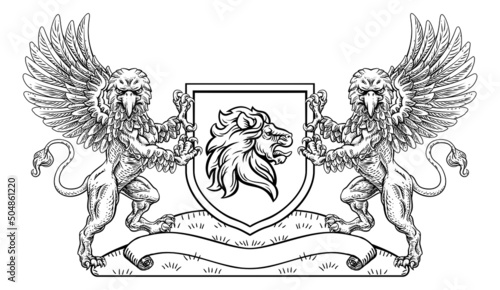 Crest Lion Griffin Coat of Arms Griffon Shield