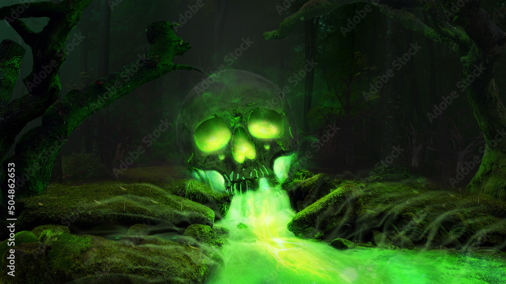 Modern futuristic neon abstract background, Glowing Skull Wallpaper