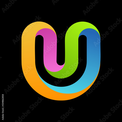 creative unity concept logo design template. colorful abstract union icon. capital letter u vector illustration. concept of community and united diverse people.