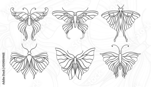 Canvas Print Art nouveau style butterfly basic element