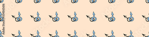Vector seamless pattern of two crossed symbols of mars, male gender symbols in doodle style. Man love combinations. Texture of theme of LGBT, gay love, pride, bisexual, homosexual