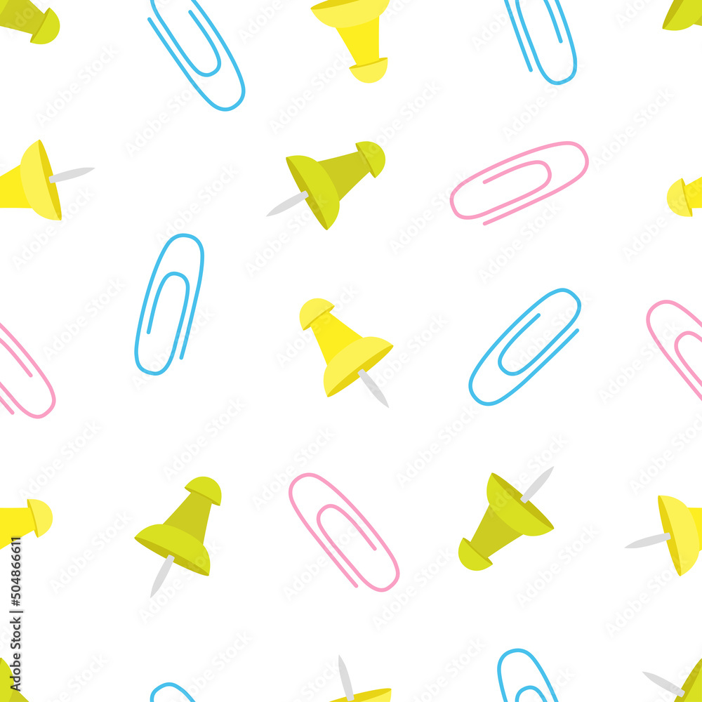 seamless pattern with paper clips and stationery buttons seamless pattern with paper clips and stationery buttons
