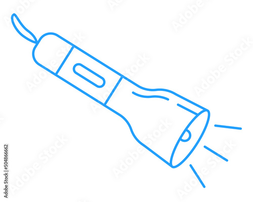 Flashlight icon isolated on white background. Linear icon. Vector illustration